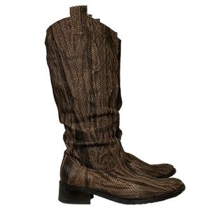 Fiorangelo Boots Italian Snakeskin Leather Brown Handcrafted W Shimmer size 6